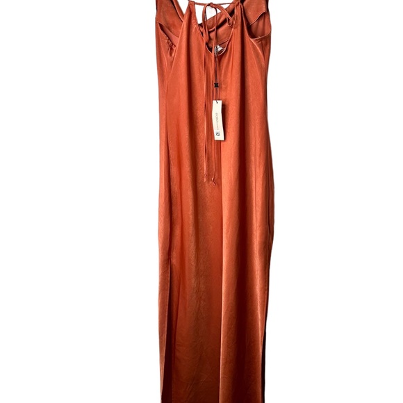 NWT BCBGeneration Silky Satin Cooper Rose Rust Slip Maxi Dress Medium - Picture 8 of 12